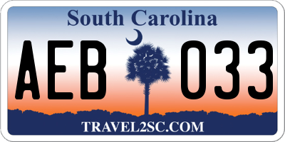 SC license plate AEB033
