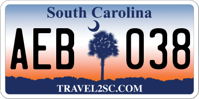SC license plate AEB038