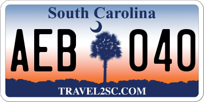 SC license plate AEB040