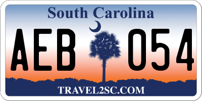 SC license plate AEB054