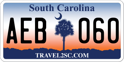 SC license plate AEB060