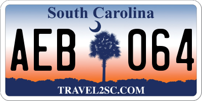 SC license plate AEB064