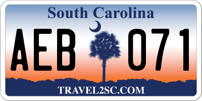 SC license plate AEB071