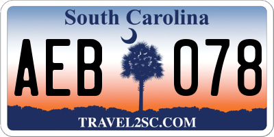 SC license plate AEB078