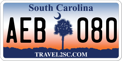 SC license plate AEB080