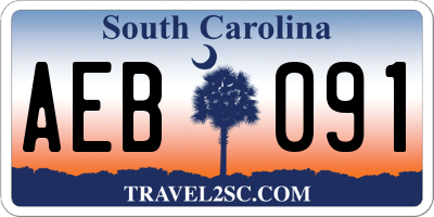 SC license plate AEB091