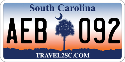 SC license plate AEB092