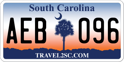 SC license plate AEB096