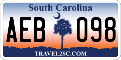SC license plate AEB098