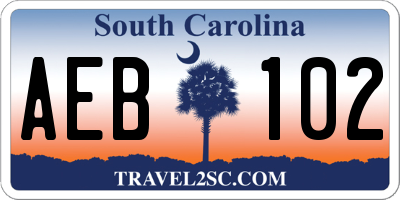 SC license plate AEB102
