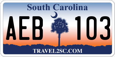 SC license plate AEB103