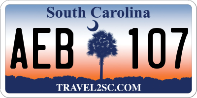 SC license plate AEB107