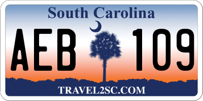 SC license plate AEB109