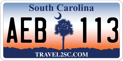 SC license plate AEB113