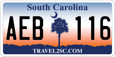 SC license plate AEB116