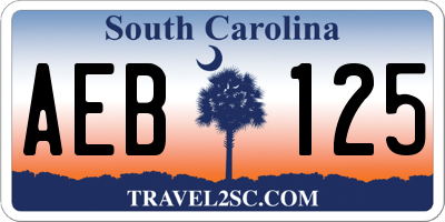 SC license plate AEB125