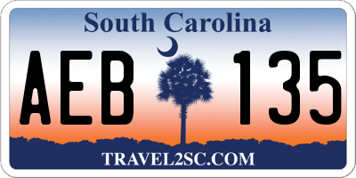 SC license plate AEB135