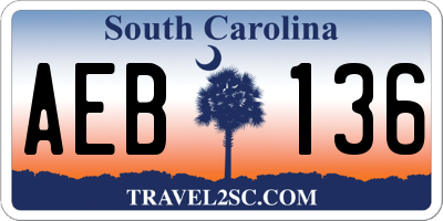 SC license plate AEB136