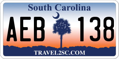 SC license plate AEB138