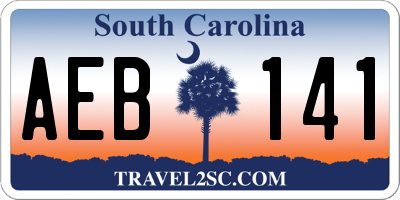 SC license plate AEB141