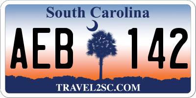 SC license plate AEB142