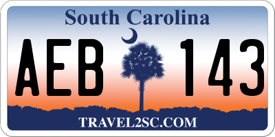 SC license plate AEB143