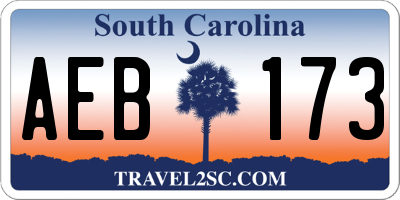 SC license plate AEB173