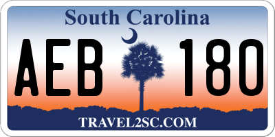 SC license plate AEB180