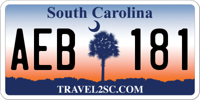 SC license plate AEB181
