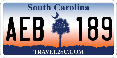 SC license plate AEB189