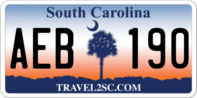 SC license plate AEB190