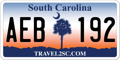 SC license plate AEB192