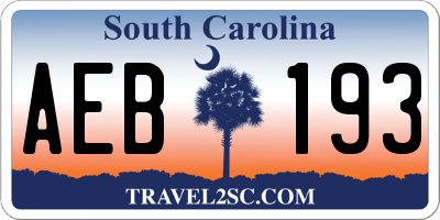 SC license plate AEB193