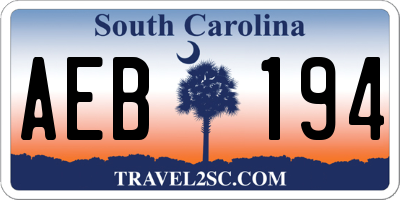 SC license plate AEB194