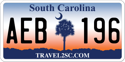 SC license plate AEB196