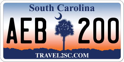SC license plate AEB200