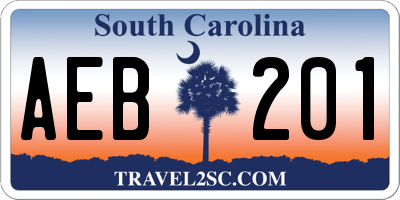 SC license plate AEB201