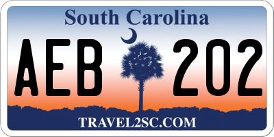 SC license plate AEB202