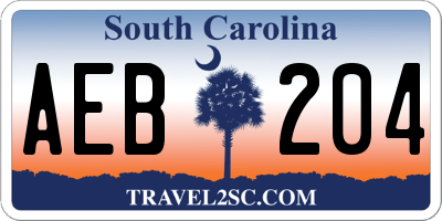 SC license plate AEB204