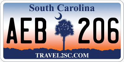 SC license plate AEB206