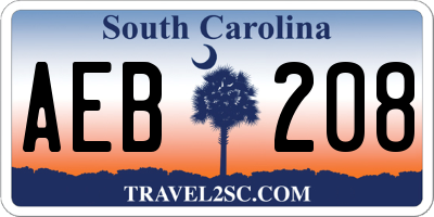 SC license plate AEB208
