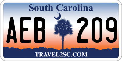 SC license plate AEB209