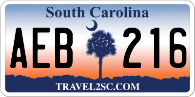 SC license plate AEB216