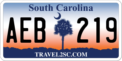 SC license plate AEB219