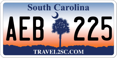 SC license plate AEB225