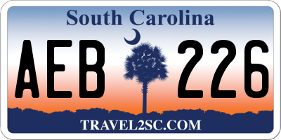 SC license plate AEB226