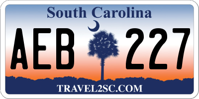 SC license plate AEB227