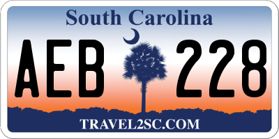 SC license plate AEB228