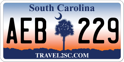 SC license plate AEB229