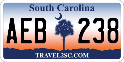 SC license plate AEB238